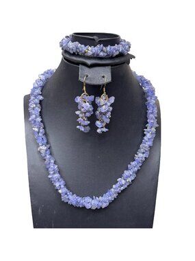 Stauer Tanazanite Rarity Set Includes Necklace Bracelet Earrings Purple Gemstone